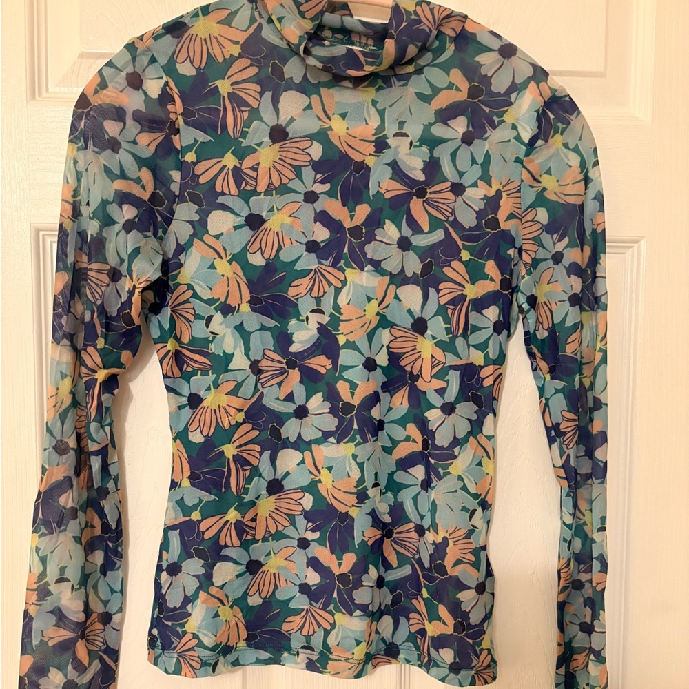 MAEVE ANTHROPOLOGIE SHEER FLORAL TOP